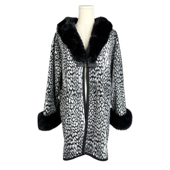 Daphne Fur Trim Cardigan Shawl Cardigan Sz S/M Animal Print Penny Lane Mob Wife - Picture 2 of 12